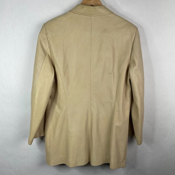 Vintage Danier  100% Genuine Leather  Blazer Button Down Jacket  Y2K  Beige Tan - Picture 4 of 5